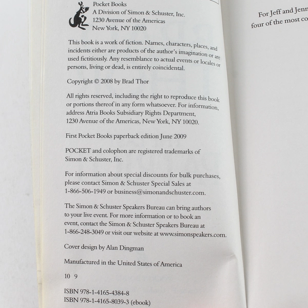 The Last Patriot by Brad Thor 2008 Paperback Thriller Good Condition