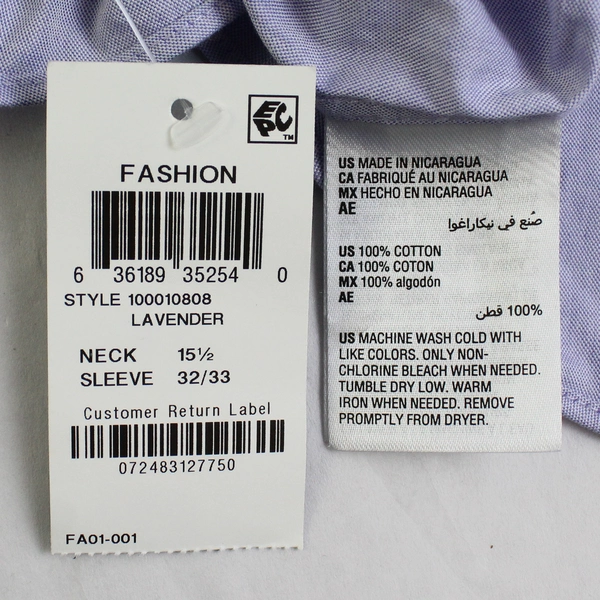 Club Room Long Sleeve Button Down Collared Shirt 3XL32-33 15.5 100% Cotton NWT