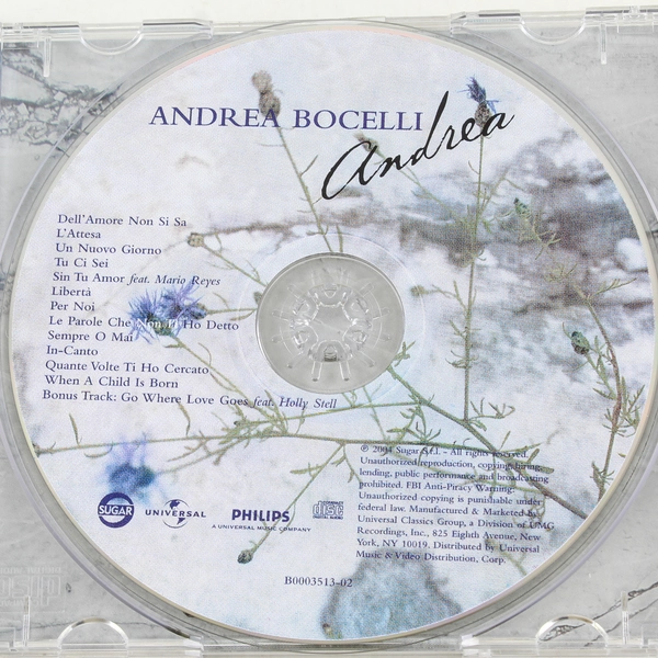 Andrea Bocelli Andrea CD 2004 Philips Universal Pre-Owned Music