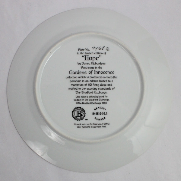 Vintage 1993 Bradford Exchange Hope Gardens of Innocence Collector Plate