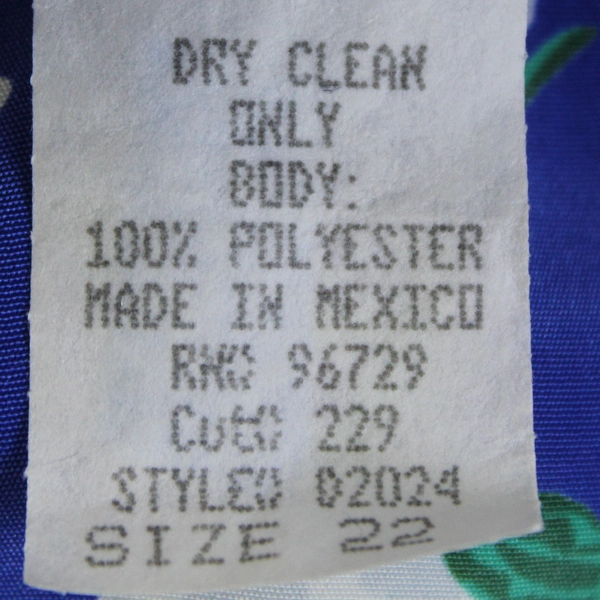 VTG Tickets Timeless Clothing Blue Floral Pattern Button-Up Women's Size 22