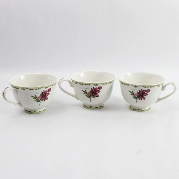Set of 3 Queen's China Nicolas Robert Recueil des Fleur Tea Cups