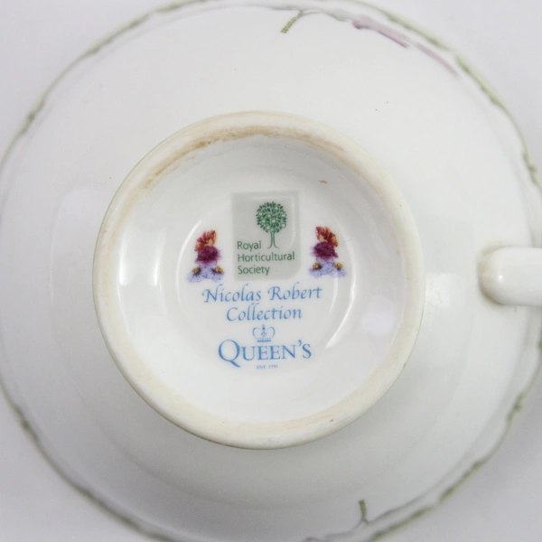 Set of 3 Queen's China Nicolas Robert Recueil des Fleur Tea Cups