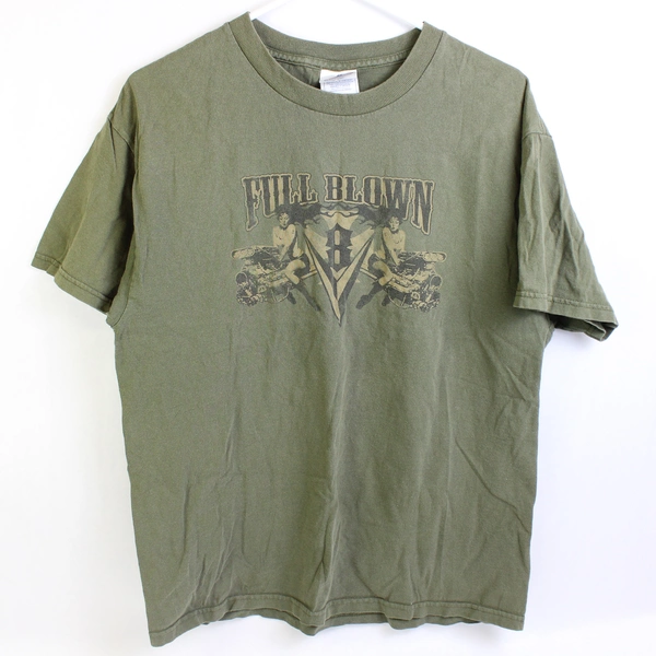 Alstyle Apparel & Activewear Green T-Shirt 'Full Blown' w/ Lady On Engine Size L