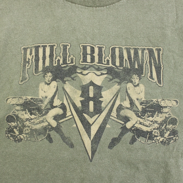Alstyle Apparel & Activewear Green T-Shirt 'Full Blown' w/ Lady On Engine Size L