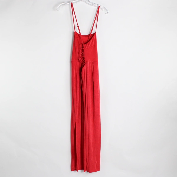 Wild Fable Long Bright Red Empire Waist Corset Back Dress Women's Size Medium