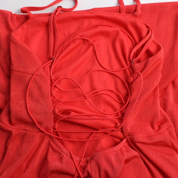 Wild Fable Long Bright Red Empire Waist Corset Back Dress Women's Size Medium