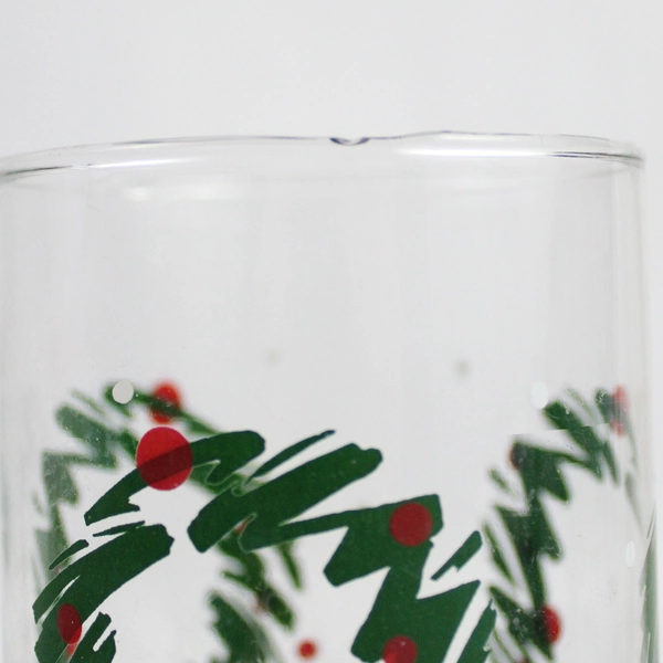 Lot of 3 Libbey Christmas Wreath Tumblers 5.75 in Tall Holiday Glasses