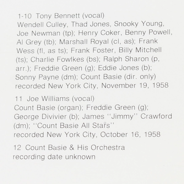 Tony Bennett & Count Basie CD Jazz Collector Edition 1990 - Good Condition