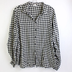 BeachLunchLonge Black and White Gingham Button-Up Women's Size XL