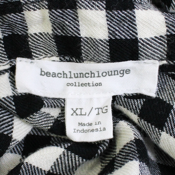 BeachLunchLonge Black and White Gingham Button-Up Women's Size XL