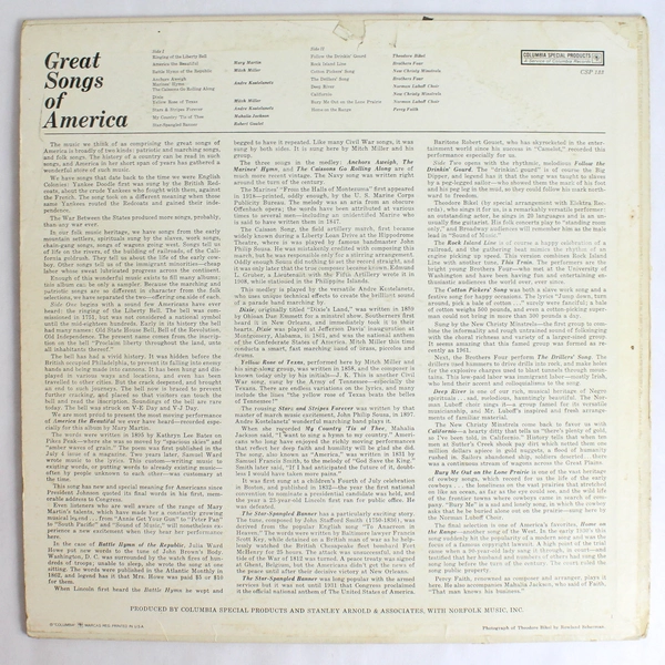 Great Songs of America By Various Artists A Columbia Special Products Vinyl 1967