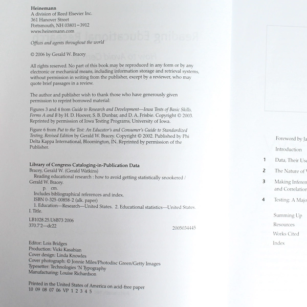 Reading Educational Research by Gerald W. Bracey 2006 Paperback