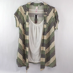 Heart Soul Plus Size 2X Two Fer Top Navy Green Stripes with Tags