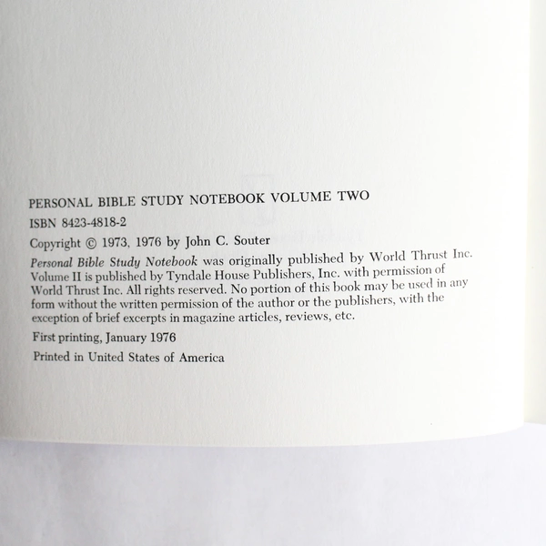 Personal Bible Study Notebook Vol. 2 John C. Stouter 1976 Paperback