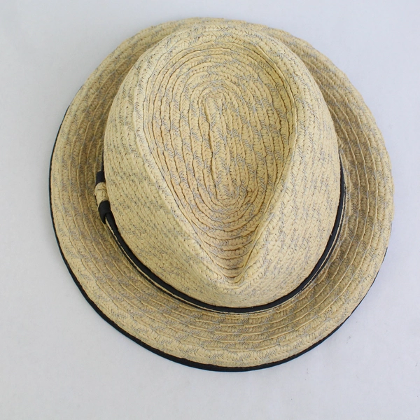 Betmar Women's Fedora Style Straw Hat With Black Trim 22 Inch Medium