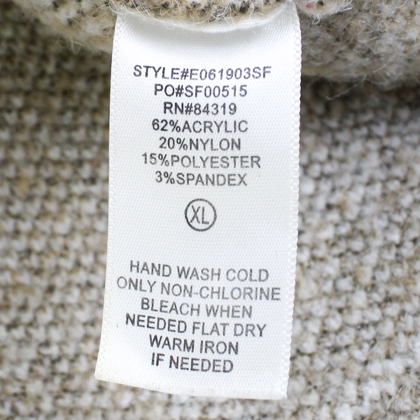 Evolution by Cyrus Taupe and White Grid Pattern Cowl Neck Sweater Women's XL