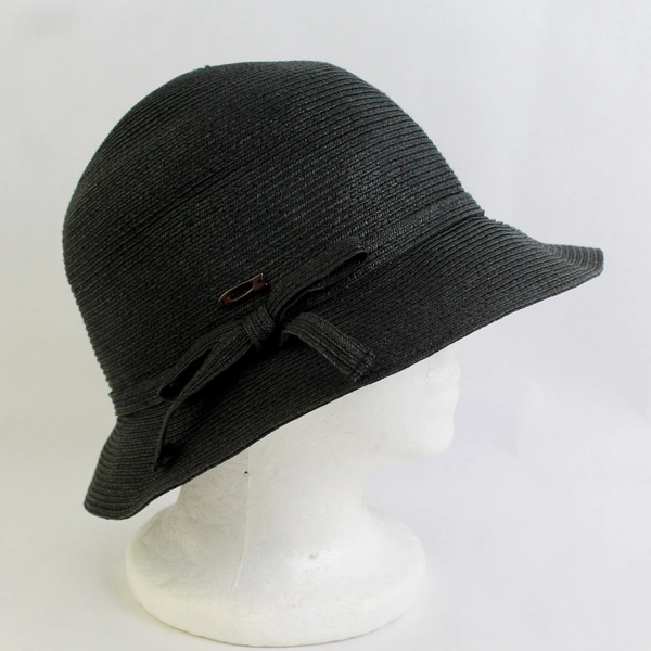 August Women's Black Woven Paper Sun Hat 21.5 Inches Size Small
