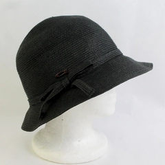 August Women's Black Woven Paper Sun Hat 21.5 Inches Size Small