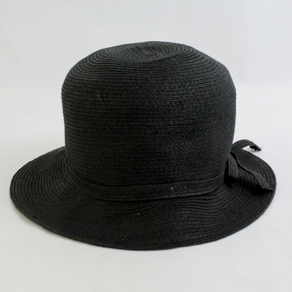 August Women's Black Woven Paper Sun Hat 21.5 Inches Size Small