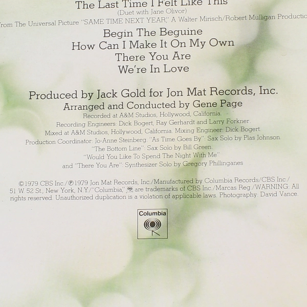 Johnny Mathis The Best Days Of My Life LP 1979 Columbia JC 35649 Pre-owned