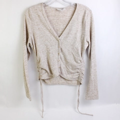 Sadie & Sage Beige Pullover Sweater Ruched Sides Women's Size Large