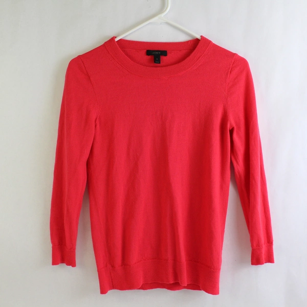 J. Crew Bright Red Long-Sleeved Knit Top Women's Size Small