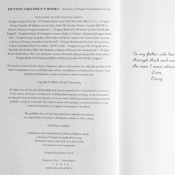 Signed Copy of A Tugging String by David T. Greenberg 2008 First Edition HC