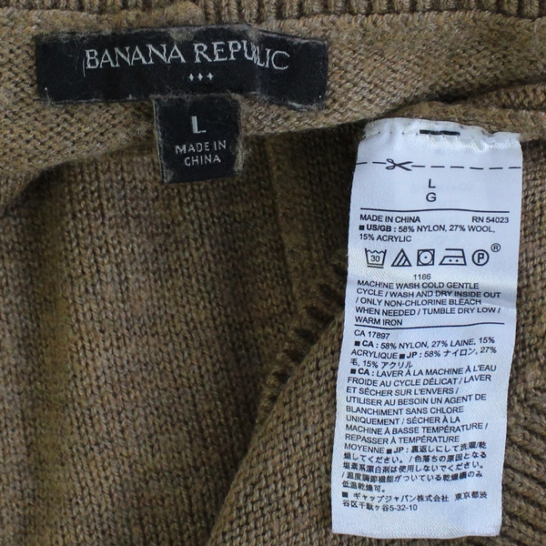 Banana Republic Solid Brown Long-Sleeved Sweater Women's Size Large