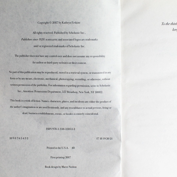 The Incredible Magic of Being by Kathryn Erskine 2017 Scholastic Paperback