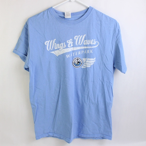Gildan Wings & Wave Waterpark Blue/White Short Sleeve T-Shirt Size M