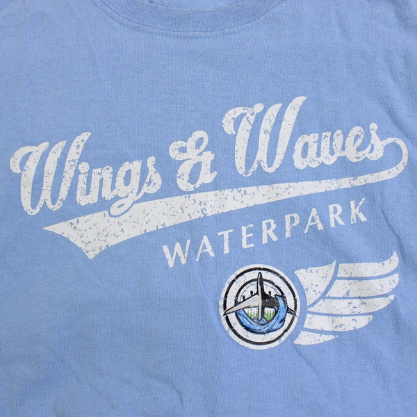 Gildan Wings & Wave Waterpark Blue/White Short Sleeve T-Shirt Size M