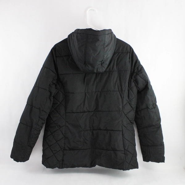 St. John's Bay Black Hooded Puffer Jacket Women's Size Large