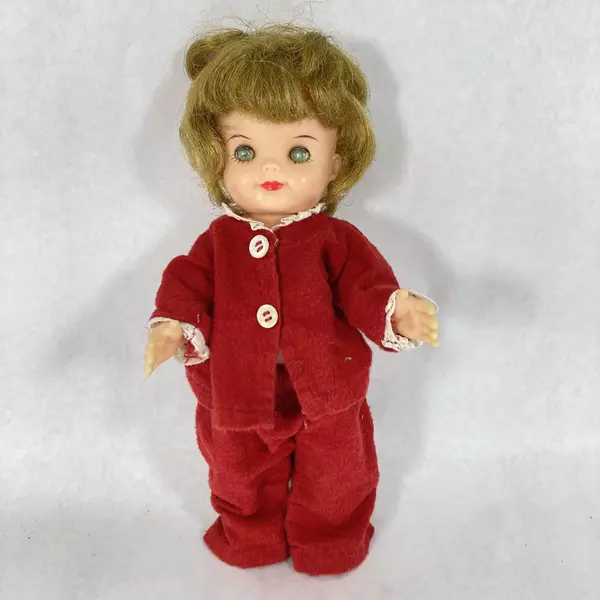 Vtg Effanbee Elite Vinyl Doll 10.5 Inch Strawberry Blonde Gray Open Close Eyes