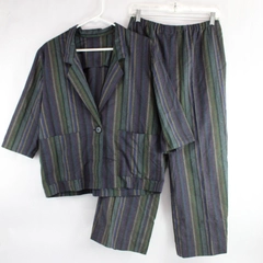 Handmade Multicolor Striped 2-Piece Suit Women's Size Medium DIY Costume