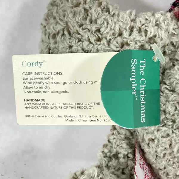 Retired Russ Plush Christmas Sampler Teddy Bear Cordy Tan 9 Inch