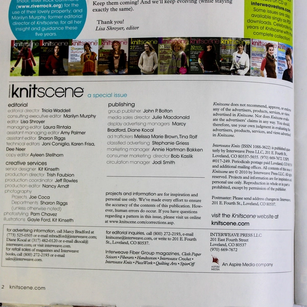Knitscene Magazine Special Issue From Publishers Of Interweave Knits Fall 2010