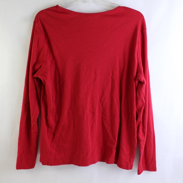 White Stag Solid Red Long-Sleeved Cotton Shirt Women's Size XXL
