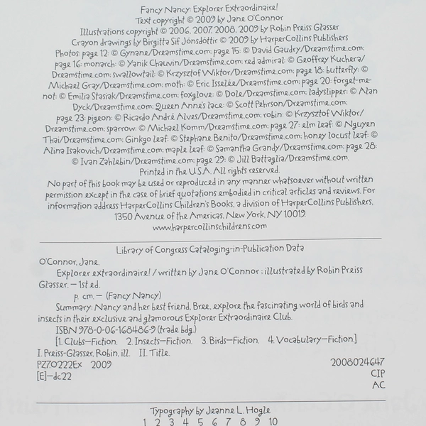 Fancy Nancy Explorer Extraordinaire by Jane O'Connor 2009 HC Kids Book