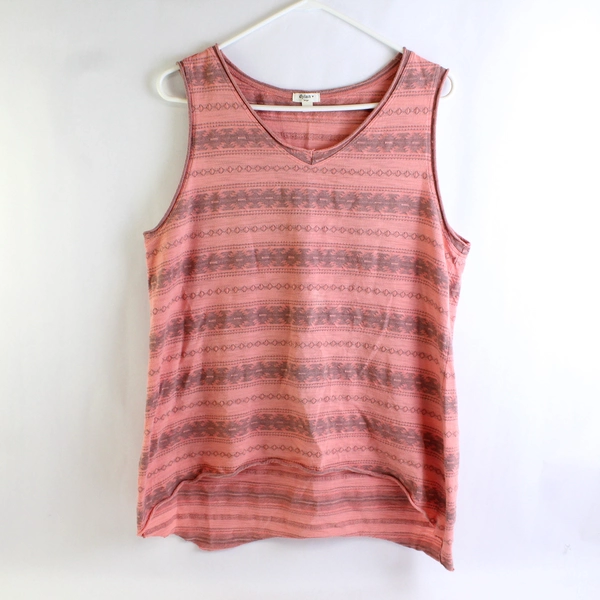 Dylan Orange and Taupe Southwestern Striped Tank Top Women's Size Large