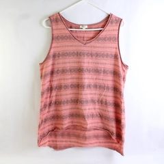 Dylan Orange and Taupe Southwestern Striped Tank Top Women's Size Large