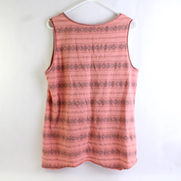 Dylan Orange and Taupe Southwestern Striped Tank Top Women's Size Large