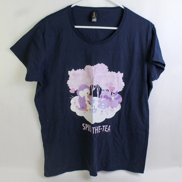 Anvil Care Bear Cousins 'Spill The Tea' Blue Short Sleeve Cotton T-Shirt Size XL