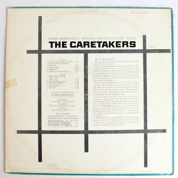 The Caretakers Soundtrack By Elmer Bernstein Published By Ava Records 1963