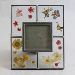 Carr Picture Frame With Dried Pressed Flowers Between Glass For 3 Inch Photo