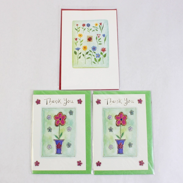 Lot of 3 Textured 3-Dimentional Thank You Cards