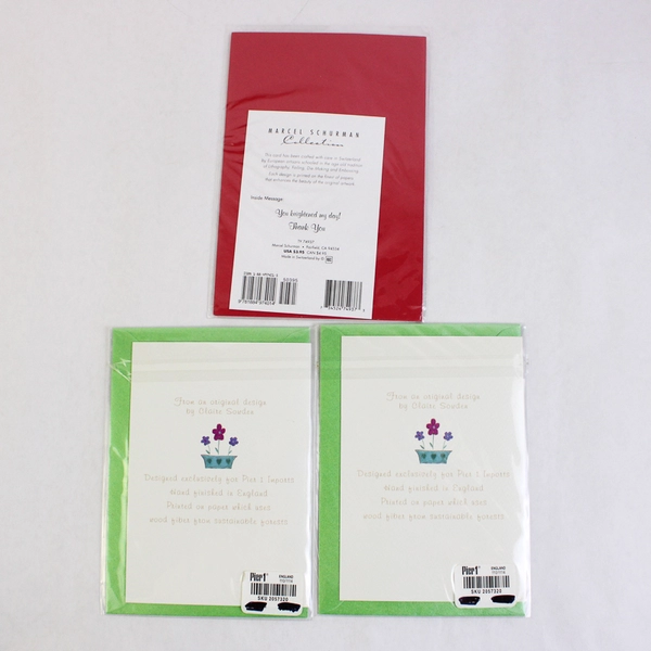 Lot of 3 Textured 3-Dimentional Thank You Cards