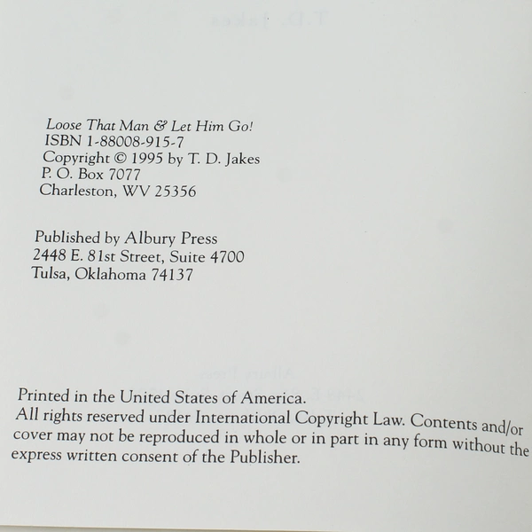 Loose That Man Let Him Go by T.D. Jakes 1995 Paperback Good Condition