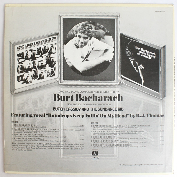 Burt Bacharach's Butch Cassidy and The Sundance Kid Vinyl Record By A&M Records