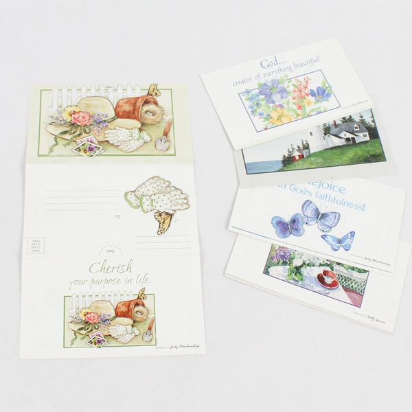 Lot of 5 Christian Religious Text Illustrated Folding Postcards